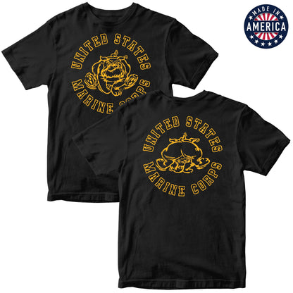 USA Gold Vintage Bulldog 2-Sided Black Tee