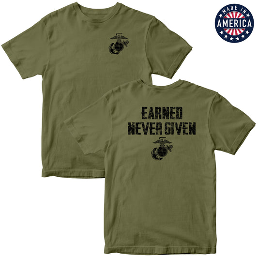 USA Earned Never Given OD Green Tee