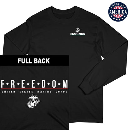 USA USMC Freedom 2-Sided Black Long Sleeve Tee