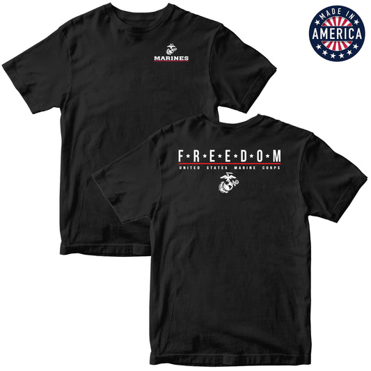 USA USMC Freedom 2-Sided Black Tee