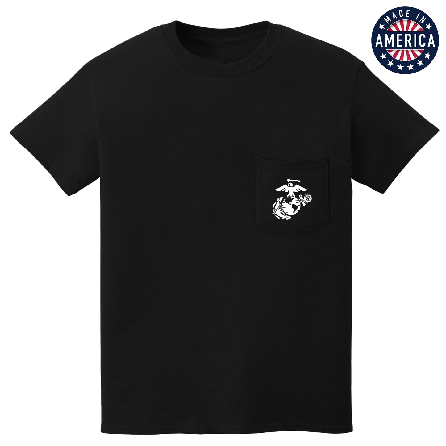 USA White EGA Black Pocket Tee