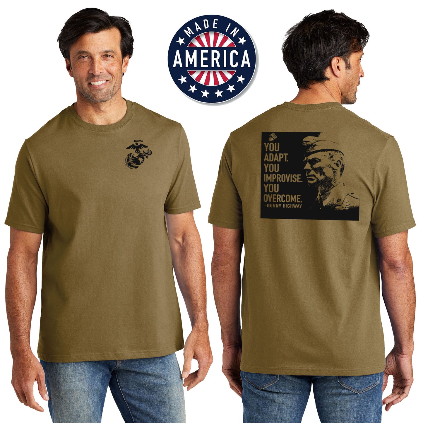 USA Gunny Highway Quote 2-Sided Coyote Tee