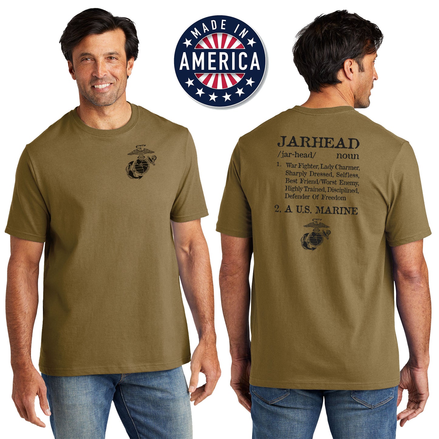 USA Jarhead 2-Sided Coyote Tee