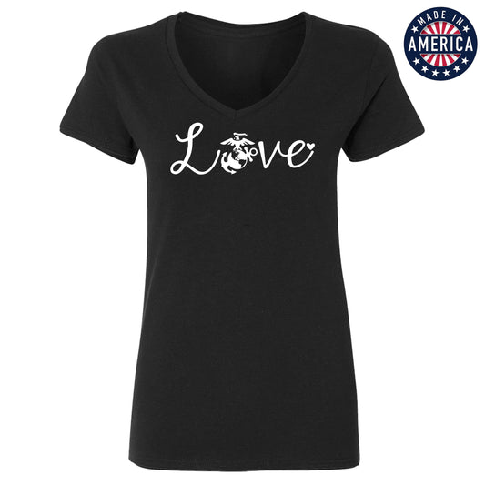 USA Love EGA Women's Black V-Neck Tee