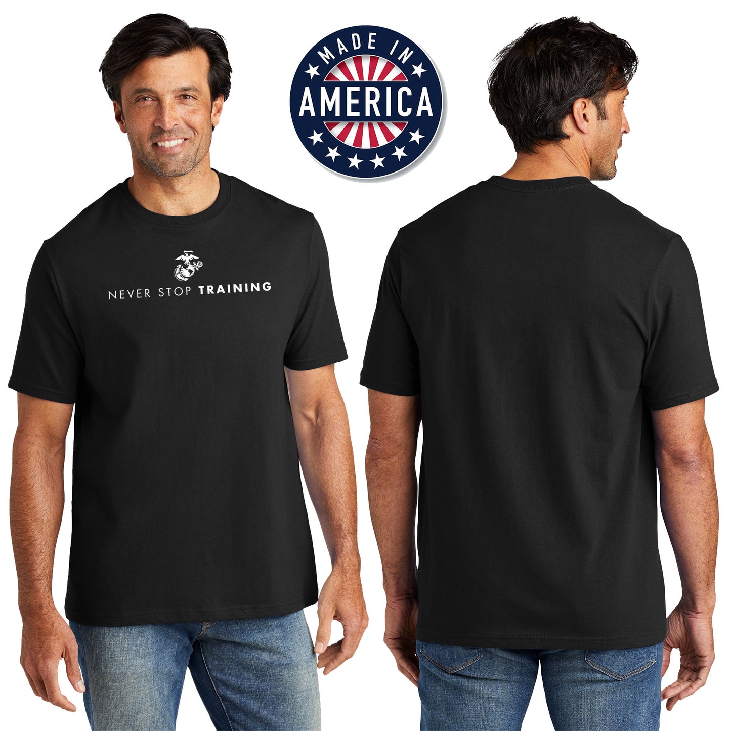 USA Never Stop Training Black Tee