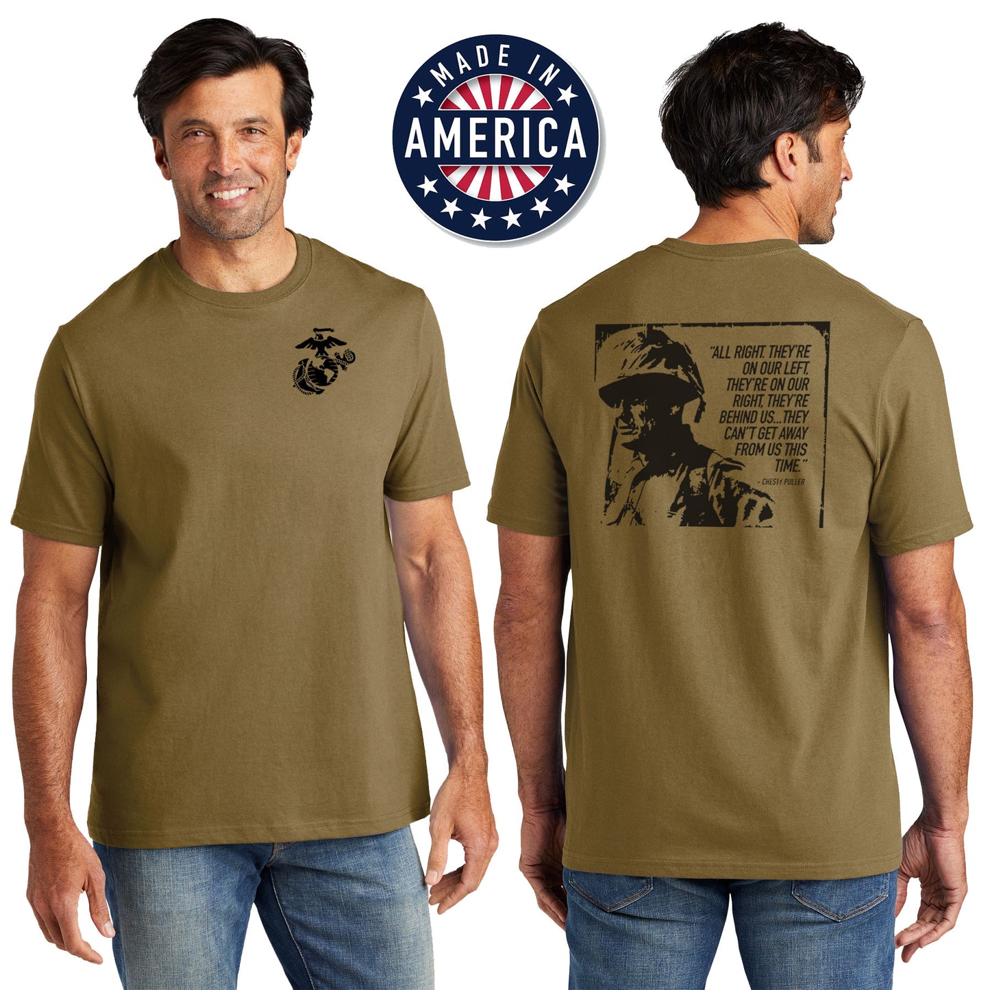 USA Chesty 2-Sided Coyote Tee