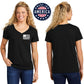 USA Freedom Flag Chest Seal Women's Black V-Neck Tee