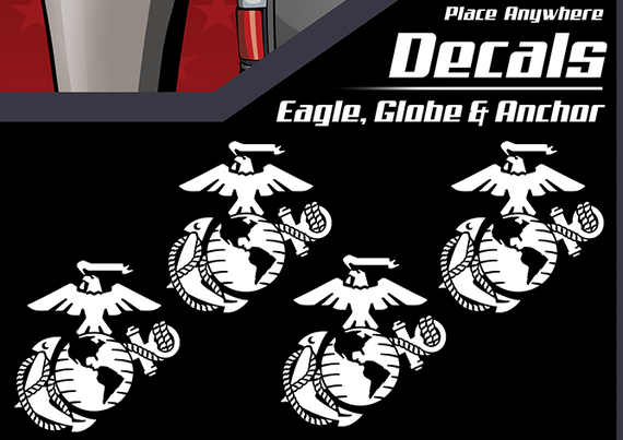 USA Marine Corps Eagle, Globe and Anchor White Decals 4-Pack